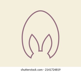 Easter Cut Out Decor. Easter Bunny Or Rabbit Head Inside The Egg. Outline Egg. Vector Illustration