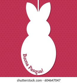 Easter cut out tag card in vector format. Words translate to "Happy Easter".