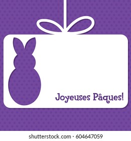 Easter cut out tag card in vector format. Words translate to "Happy Easter".
