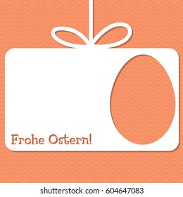 Easter cut out tag card in vector format. Words translate to "Happy Easter".