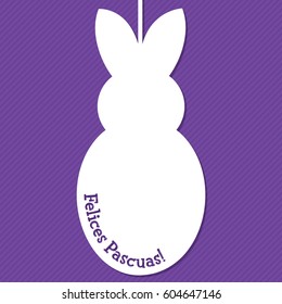 Easter cut out tag card in vector format. Words translate to "Happy Easter".