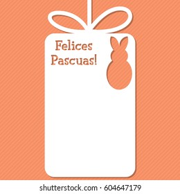 Easter cut out tag card in vector format. Words translate to "Happy Easter".