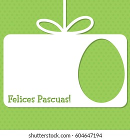 Easter cut out tag card in vector format. Words translate to "Happy Easter".