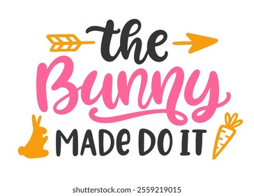 Easter cute brush lettering. Hand lettered quote for poster, kids apparel design. Modern calligraphy, isolated on white background.Vector illustration