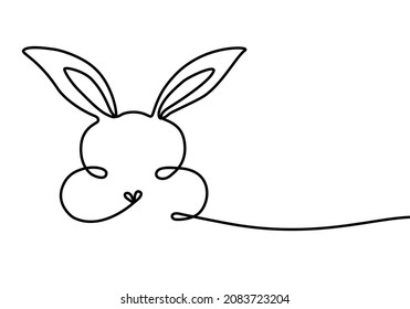  Easter cute bunny continuous line drawing. One black line. Editable stroke. Minimalistic vector illustration. 