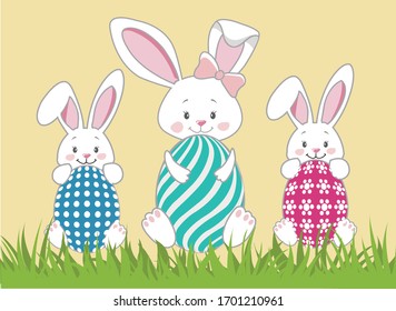 Easter cute bunny and egg