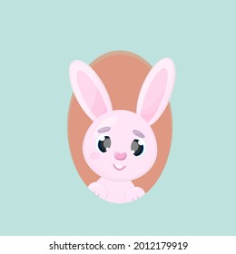 Easter cute bunny in the Easter egg Isolated vector illustrations on blue background
