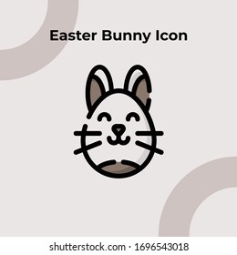 Easter Cute Bunny Icon with Filled Outline Style, Easter Theme, Vector Editable