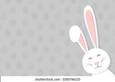 Easter - cute bunny on background with eggs and copyspace. Vector.