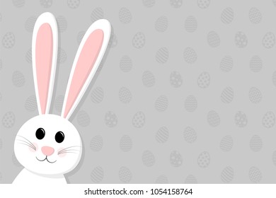 Easter - cute bunny on background with eggs and copyspace. Vector.