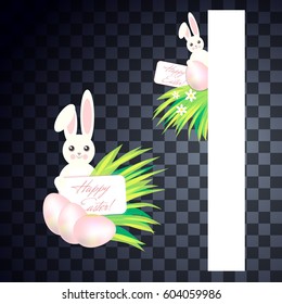 Easter cute bunny set on transparent background for web design