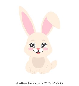 Easter cute bunny. Vector cartoon illustration.