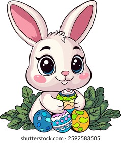 easter cute bunny vector illustration  character design
