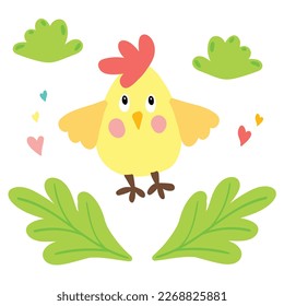 Easter cute chickens, vector in pastel color.