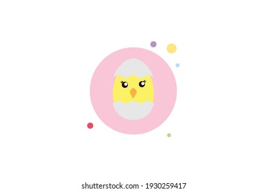 Easter Cute Egg Chicken Circle Bubble Icon