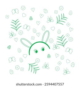 Easter cute elements in wight background