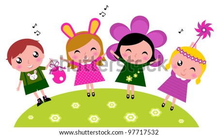 Easter cute happy party kids, spring celebration