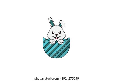Easter Cute Rabbit Egg Shell Tosca Icon