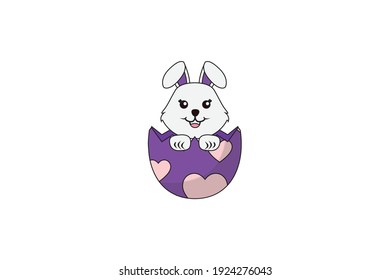 Easter Cute Rabbit Egg Shell Purple Icon