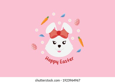 Ilustración rosa de conejo cutáneo de Pascua
