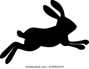 Easter cute rabbit silhouette. Cheerful rabbit runs, jumps and somersaults. Funny hare. Zodiac sign. Easter traditions. Mid autumn Festival. Vector cartoon illustration.