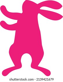 Easter cute rabbit silhouette. Cheerful rrabbit sits, jumps and dances on its hind legs. Funny hare. Zodiac sign. Easter traditions. Mid autumn Festival. Vector cartoon illustration.
