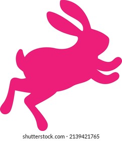 Easter cute rabbit silhouette. Cheerful rabbit runs, jumps and somersaults. Funny hare. Zodiac sign. Easter traditions. Mid autumn Festival. Vector cartoon illustration.