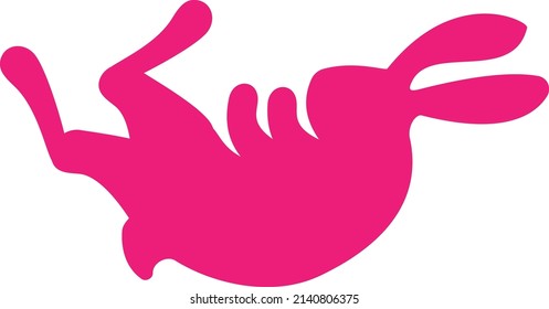 Easter cute rabbit silhouette. Cheerful rabbit runs, jumps and somersaults. Funny hare. Zodiac sign. Easter traditions. Mid autumn Festival. Vector cartoon illustration.