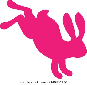 Easter cute rabbit silhouette. Cheerful rabbit runs, jumps and somersaults. Funny hare. Zodiac sign. Easter traditions. Mid autumn Festival. Vector cartoon illustration.