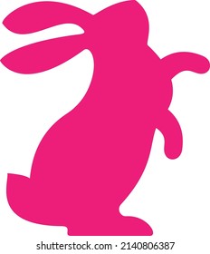 Easter cute rabbit silhouette. Cheerful rrabbit sits, jumps and dances on its hind legs. Funny hare. Zodiac sign. Easter traditions. Mid autumn Festival. Vector cartoon illustration.