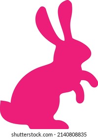 Easter cute rabbit silhouette. Cheerful rrabbit sits, jumps and dances on its hind legs. Funny hare. Zodiac sign. Easter traditions. Mid autumn Festival. Vector cartoon illustration.