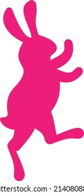 Easter cute rabbit silhouette. Cheerful rrabbit sits, jumps and dances on its hind legs. Funny hare. Zodiac sign. Easter traditions. Mid autumn Festival. Vector cartoon illustration.