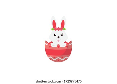 Easter Cute Rabbit Vector Icon
