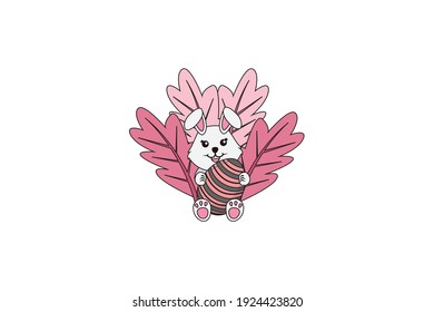 Easter Cute Rabbit Vector Illustration