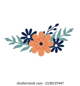 Easter cute spring flower bouquet. Flat vector illustration