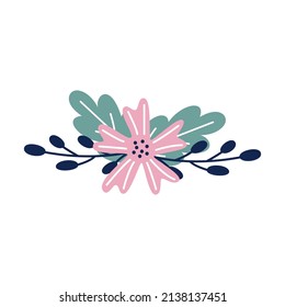 Easter cute spring flower bouquet. Flat vector illustration