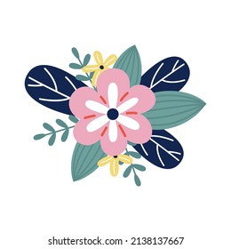 Easter cute spring flower bouquet. Flat vector illustration