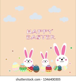 Easter day Background with bunny and Easter Eggs