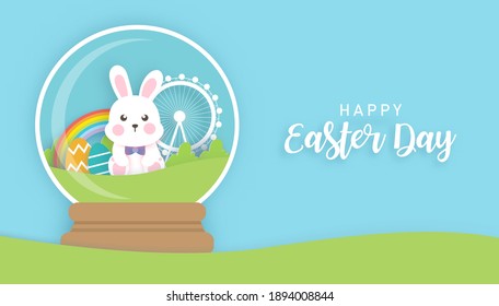 Easter day background with  cute rabbit.