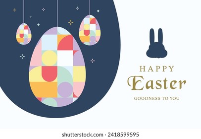 Easter day background for horizontal banner design with geometric style