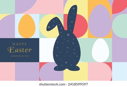Easter day background for horizontal banner design with geometric style