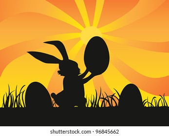 easter day background of rabbit holding egg