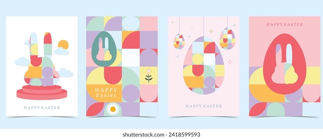 Easter day background for vertical a4 design with geometric style