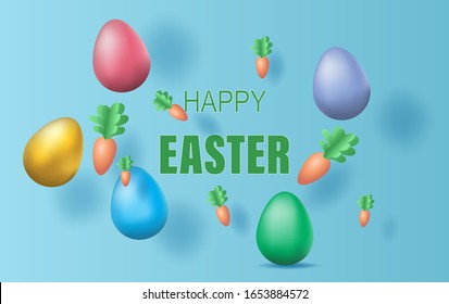 Easter day background.Creative paper art and craft style.Frame for your text banner and poster.Origami paper concept card.Plant flower colorful pastel color.vector illustration.Spring season EPS10