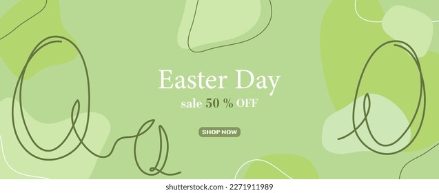 Easter Day banner design. Minimal line art composition.