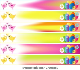 Easter Day Banner Set with Eggs in Sizes: 728 x 90.