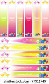 Easter Day Banner Set  with Stars in Sizes: Leader board  728 x 90 and Skyscraper 120 x 600.