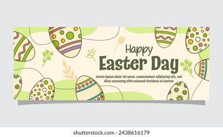 Easter day banner template with egg illustration doodle style