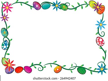 Easter Day border with colorful eggs