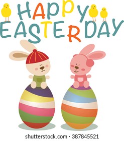 Easter day with bunny and eggs